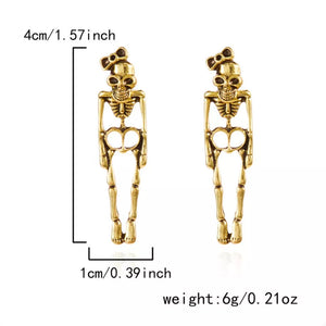 Style C earrings with post-back and skeleton