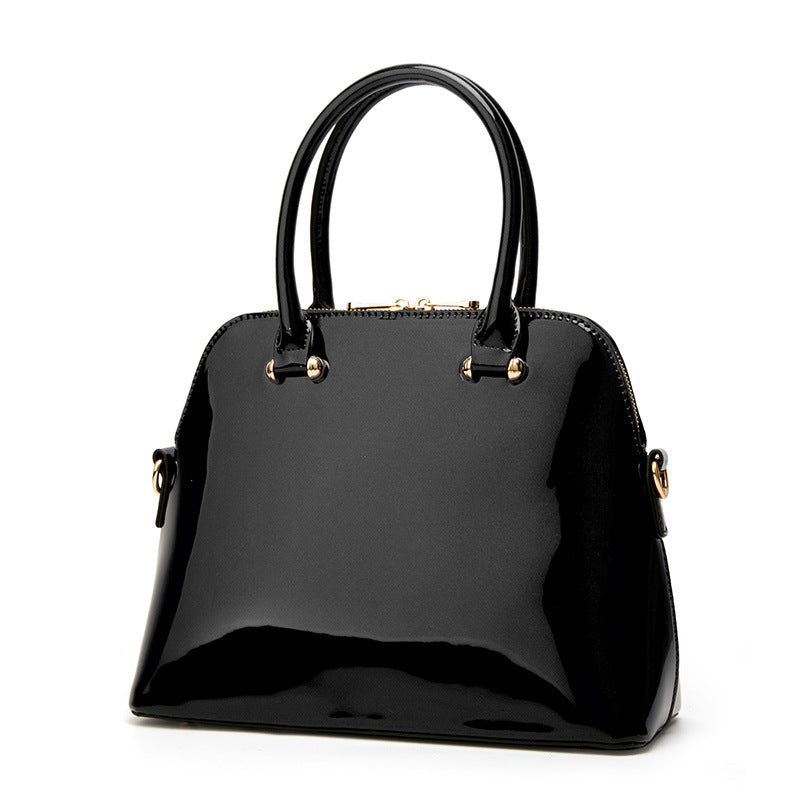 Patent Leather Medium Tote Handbag in Green with patent finish