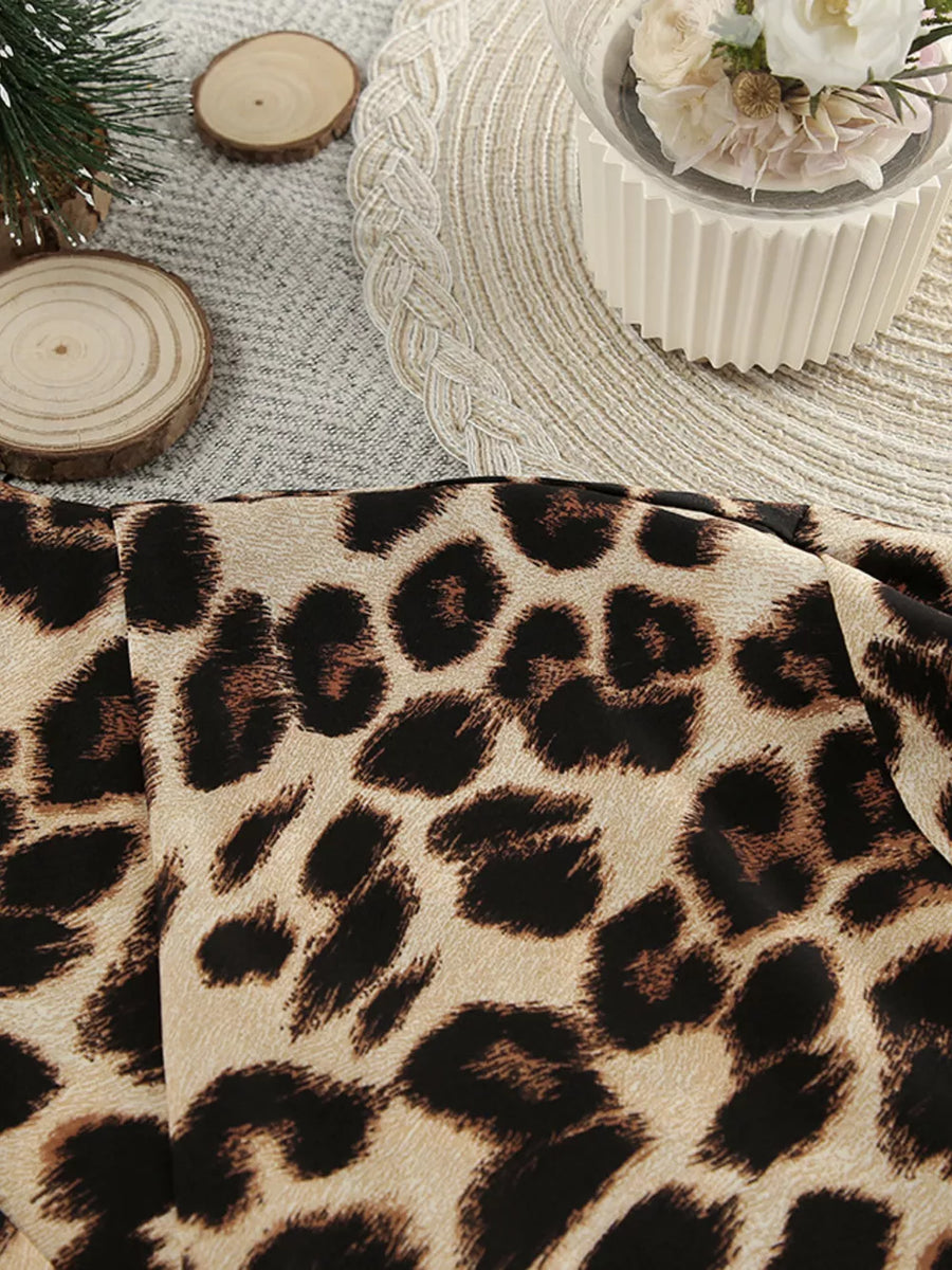 Leopard Cami Cardigan & Shorts Lounge Set in Leopard with three-piece set