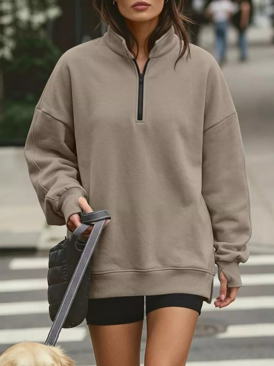 athleisure sweatshirt in Pink with collared