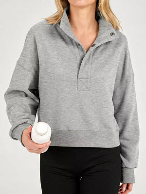 Light Gray sweatshirt with ribbed cuffs and long sleeve