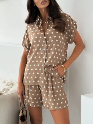 ivory shirt and shorts set