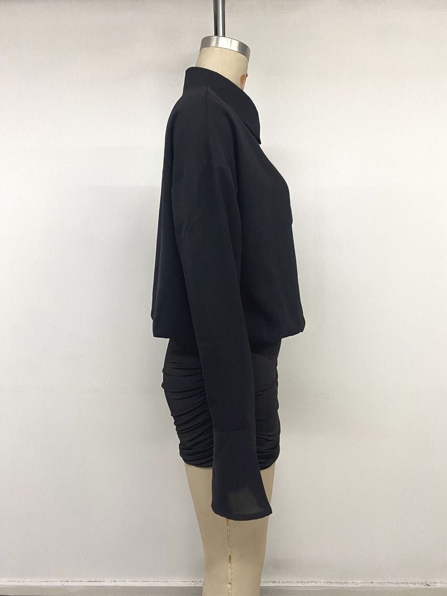 Black with shirt dress with buttoned 20
