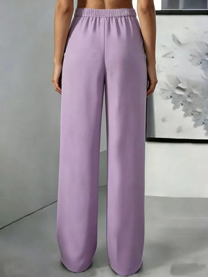 Button-down Pleated Pants in Burgundy with high-waisted