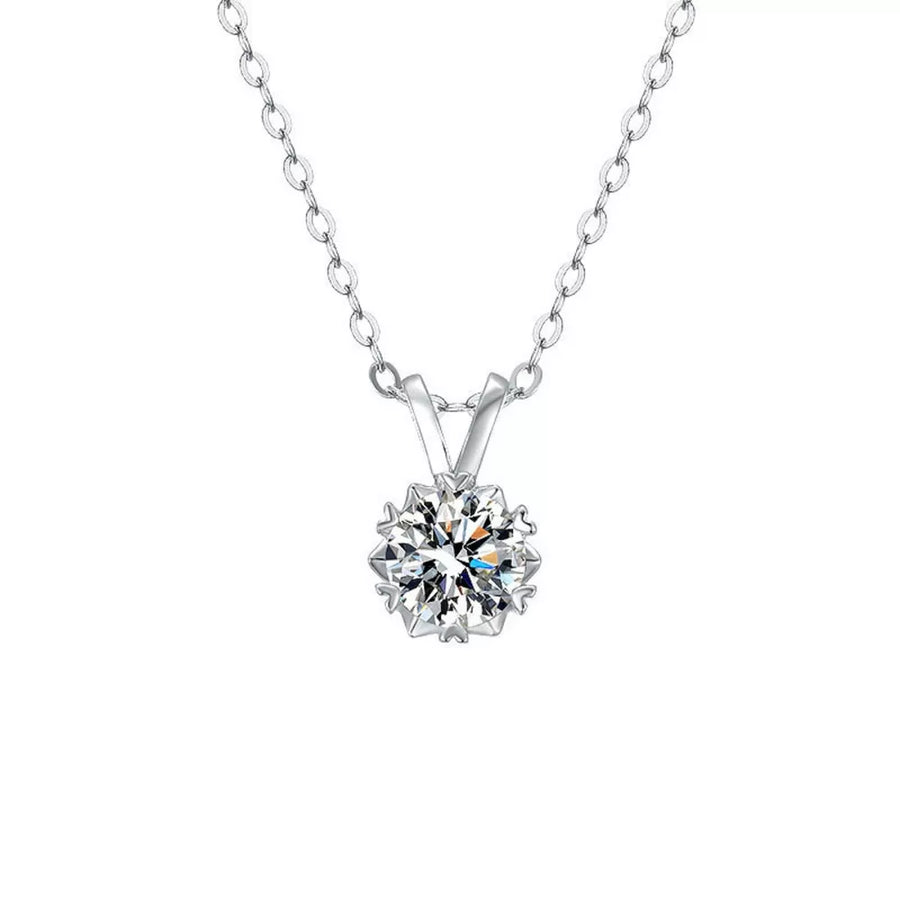 1 Carat Moissanite 925 Sterling Silver Pendant Necklace in silver with pendant