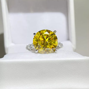 ring in yellow featuring moissanite stone and fitted fit