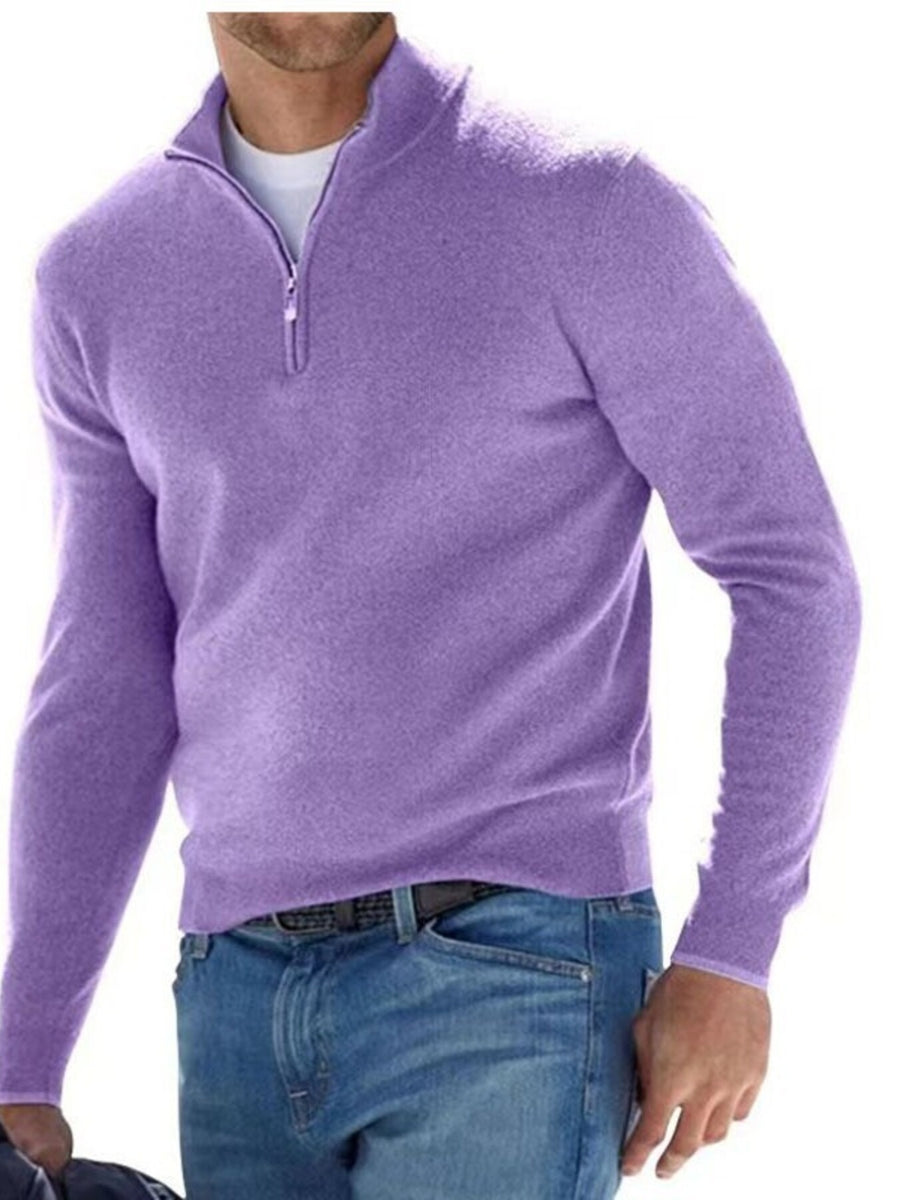 Chartreuse zip-up sweater with stretch and long sleeve