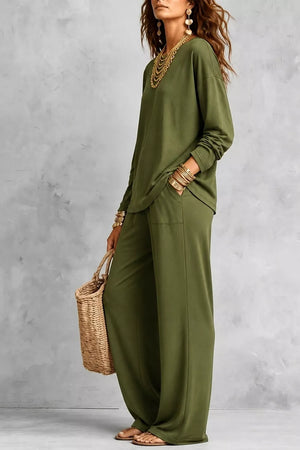 Moss lounge set with hip-length and pullover