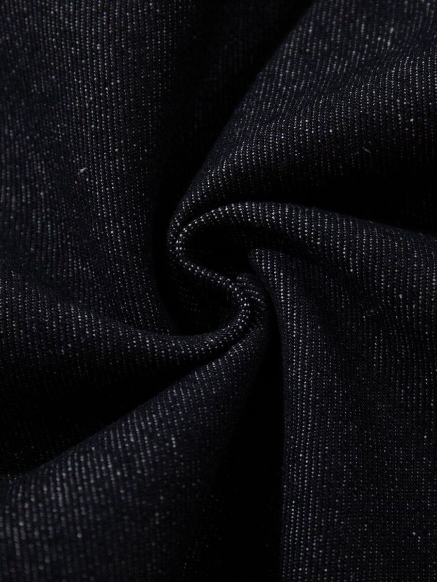 jeans in Black with color-block and buttoned