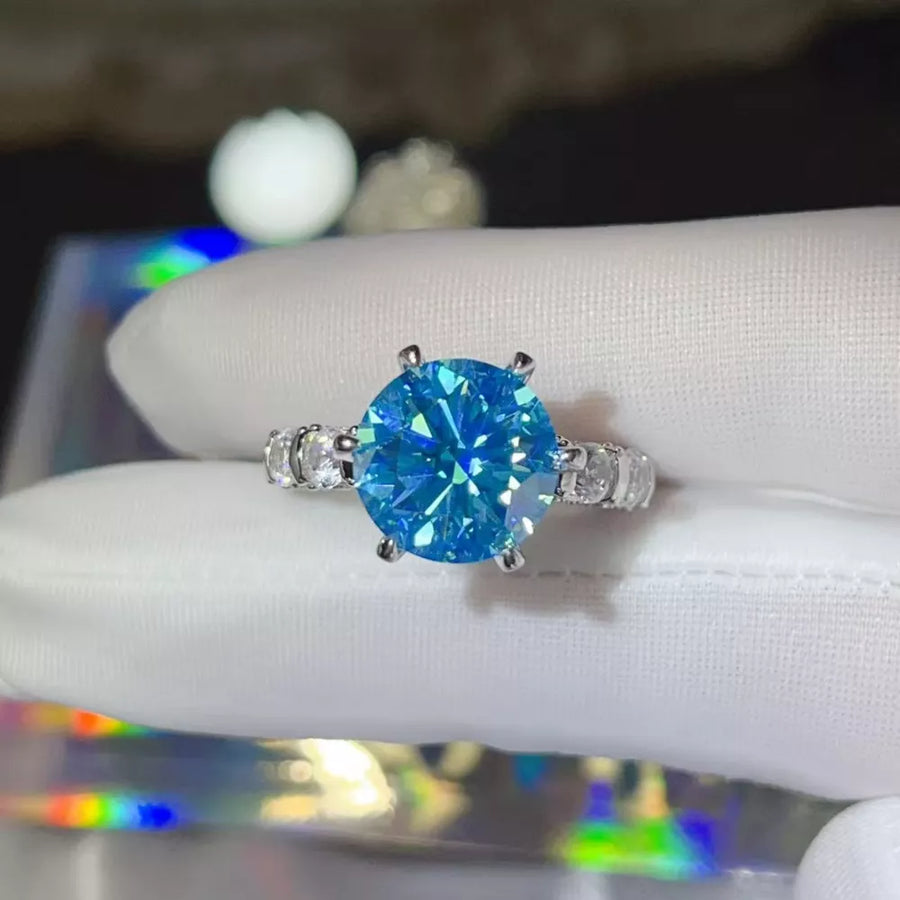 5 Carat Moissanite 6-prong 925 Sterling Silver Ring in Silver with 6-prong setting