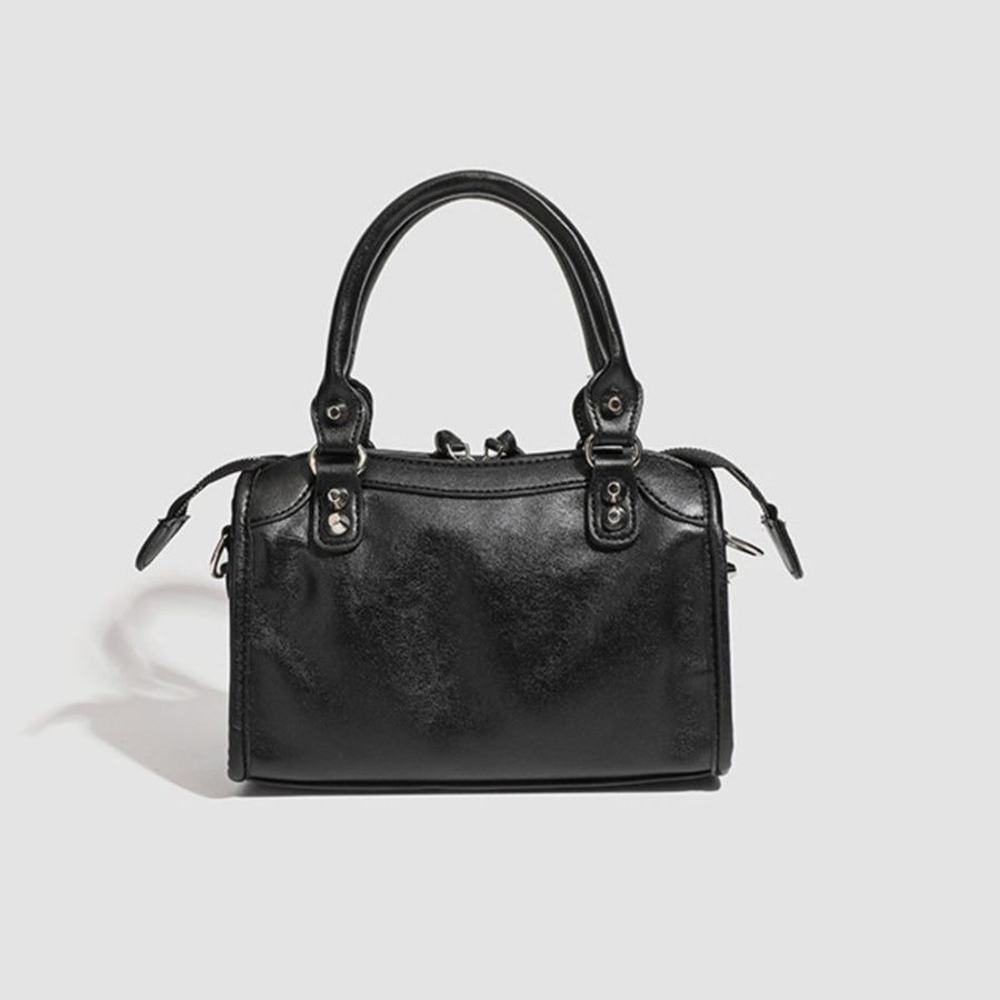 Motorcycle Studded Leather Crossbody Bag in Black
