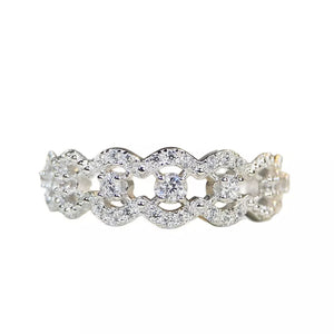 ring featuring geometric in clear with 925 sterling silver,Zircon Care instructions: Avoid wearing during exercise, as