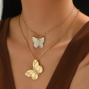 gold necklace with butterfly and not applicable