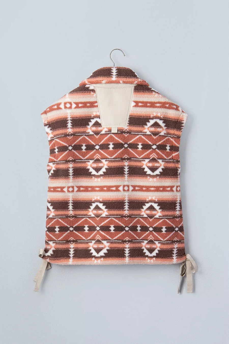 vest in rust with hooded and hip-length