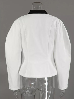 classic zip-up jacket in White with collared