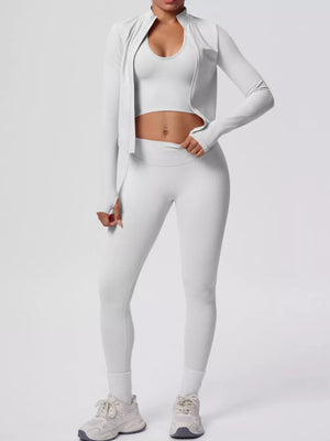 Mauve fitted active set with v-neck