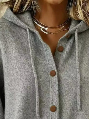 Khaki relaxed cardigan with hooded