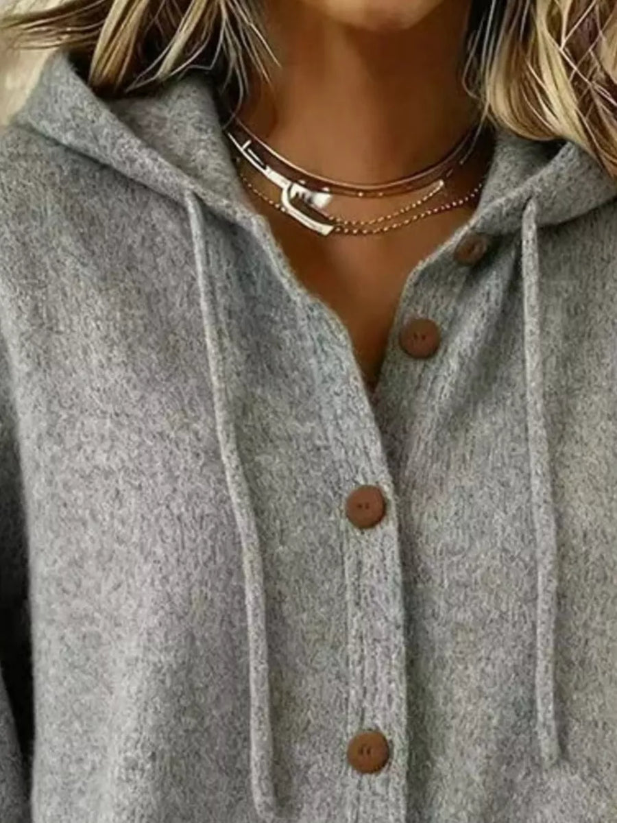 Khaki relaxed cardigan with hooded