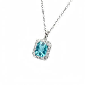 necklace in silver with geometric and zircon accents