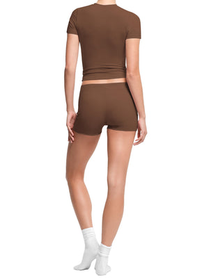 athleisure lounge set in Gray with mock neck