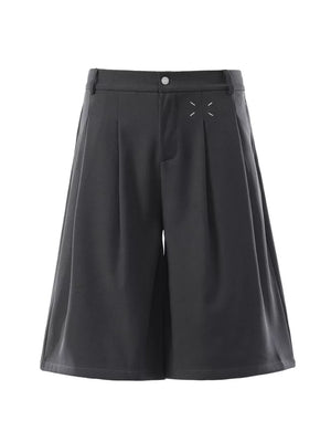 Black Men's Pleated Loose Fit Capris