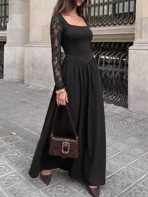 black maxi dress with maxi and pullover