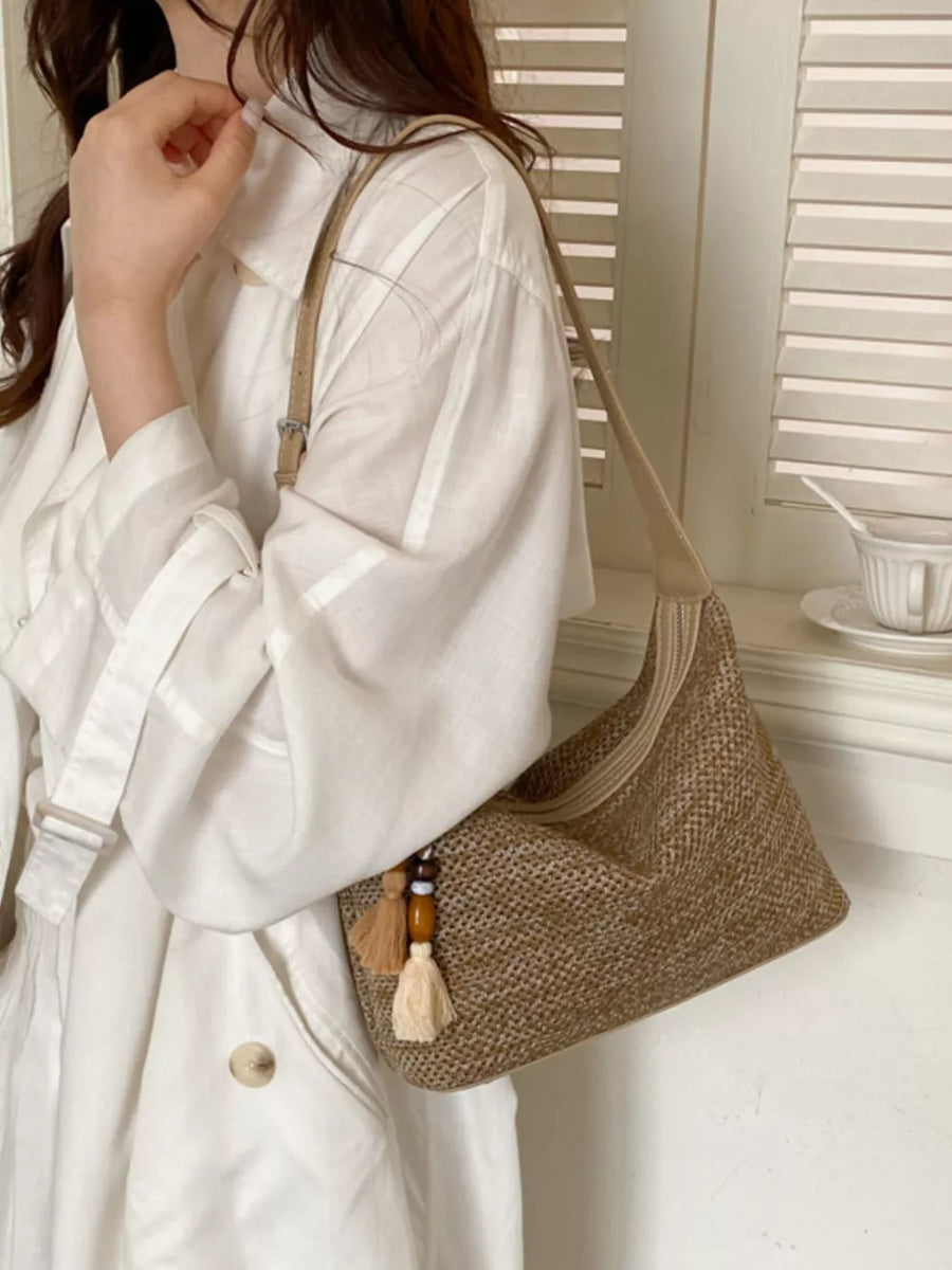 beige shoulder bag