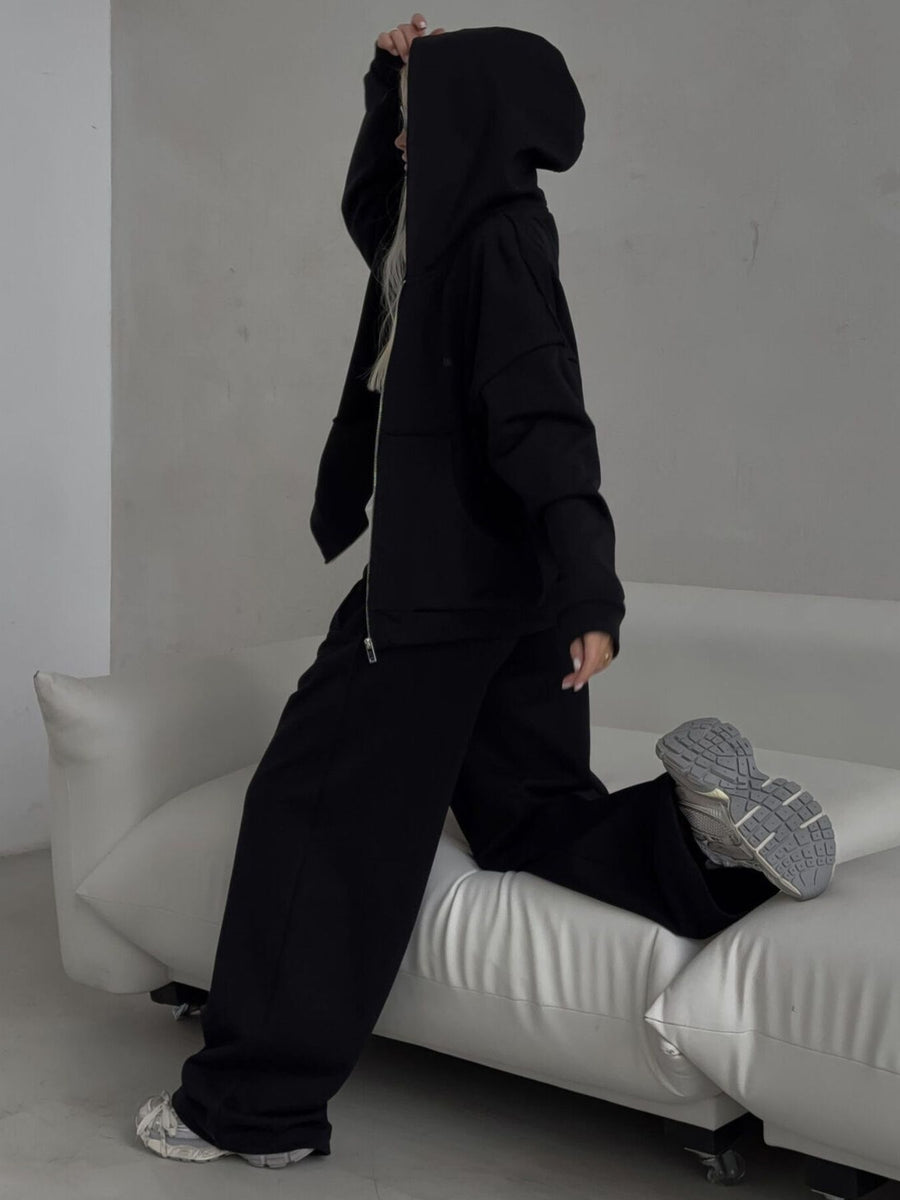 lounge set in Light Gray with pocketed and cropped