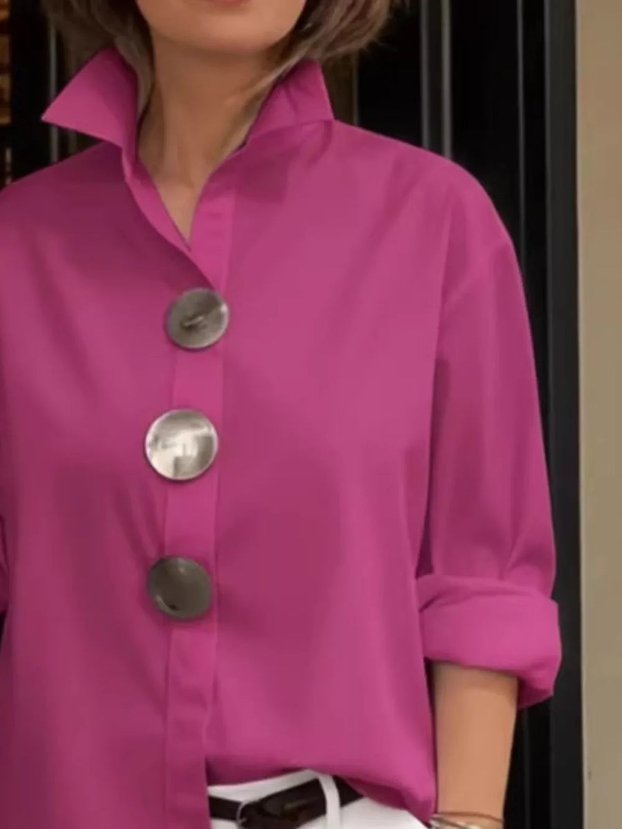 Pink oversized button-up shirt with collared