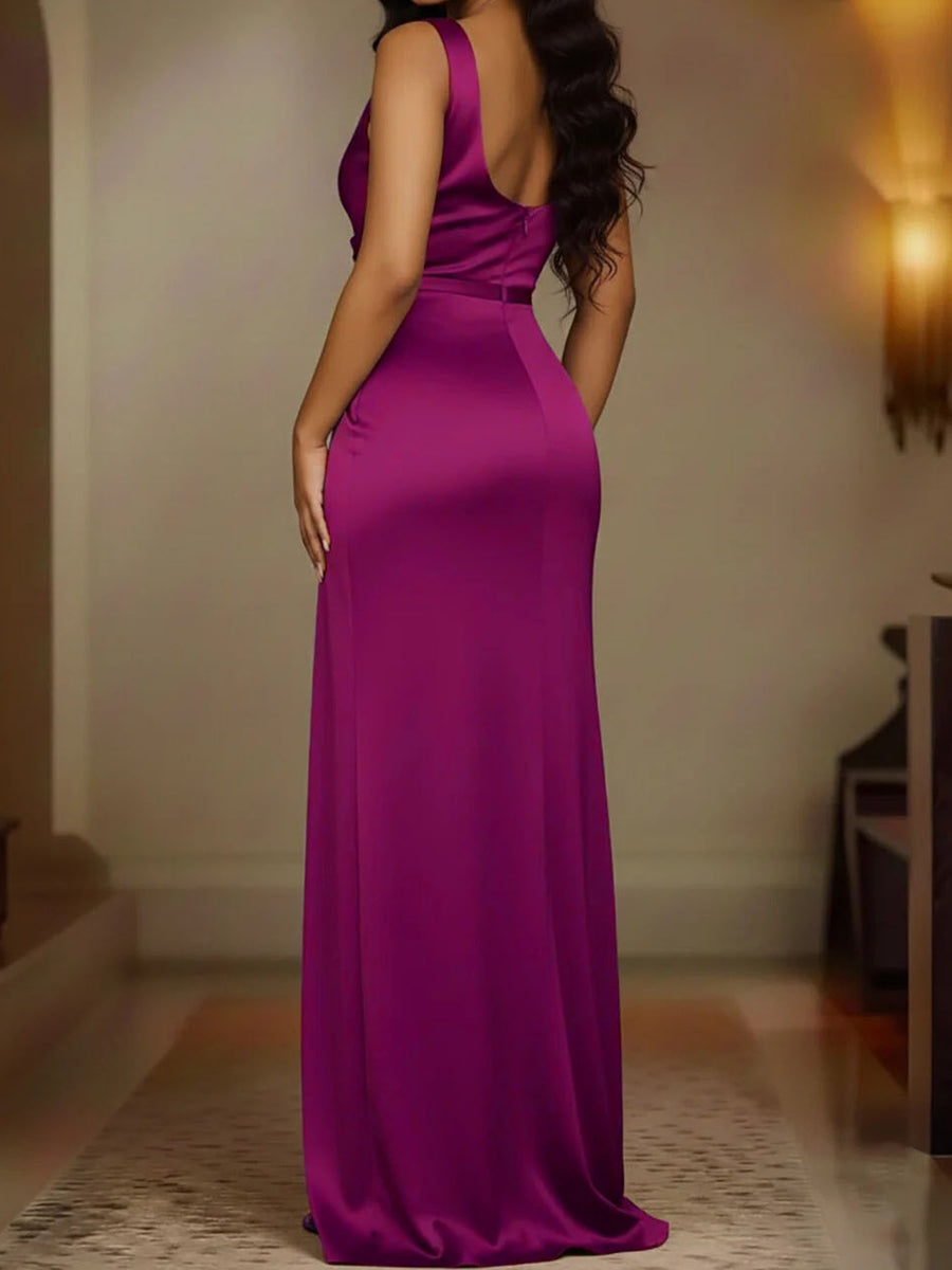 Polyvinyl alcohol fiber & formal gown in Gold with bodycon silhouette