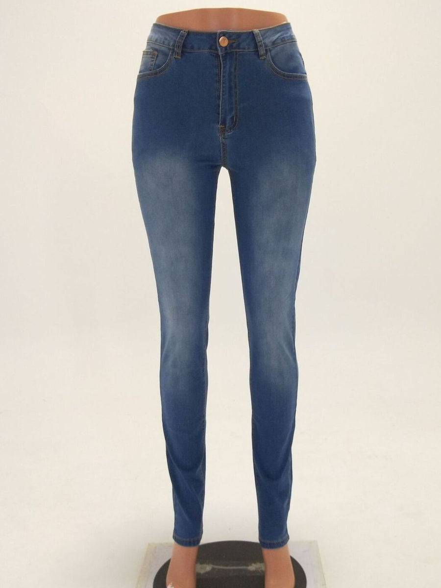 95%cotton,5%spandex Care instructions: Machine wash cold skinny jeans in medium blue with slim silhouette