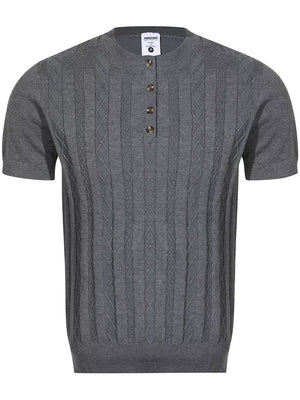 Men's Cable Knit Short Sleeve Top in White