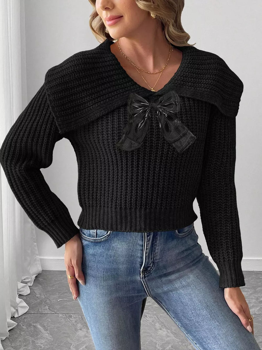 classic pullover sweater in Gray with v-neck