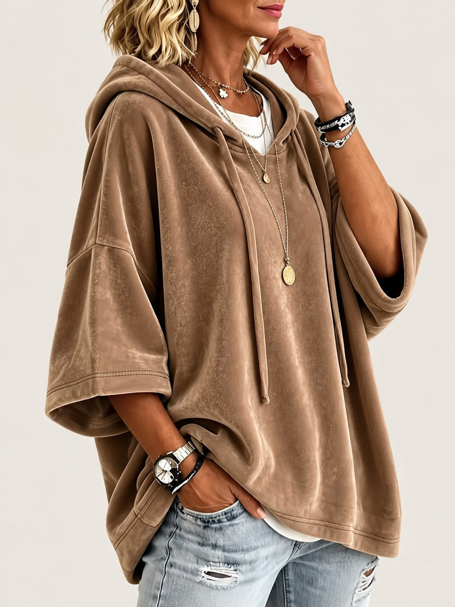 streetwear pullover hoodie in Camel with hooded