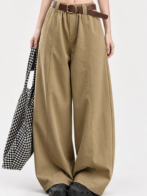 Polyester & cargo pants in Army Green-Tall Barrel Leg with wide-leg silhouette