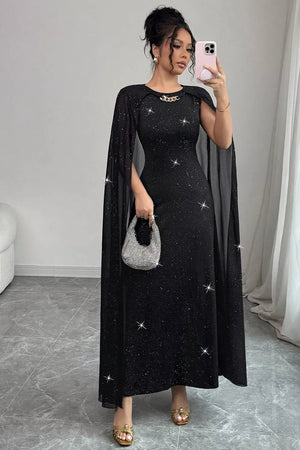 black maxi dress with maxi and pullover