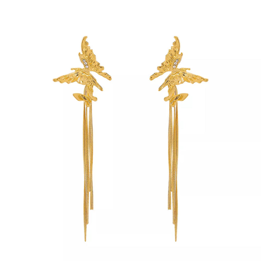earrings featuring butterfly in Gold with 18K Gold-Plated, Alloy, Silver-plated Care instructions: Avoid wearing during ex