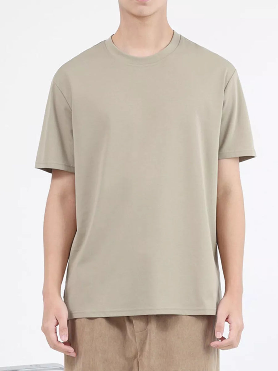 Men's short sleeve crew neck t-shirt in Caramel Color cotton.