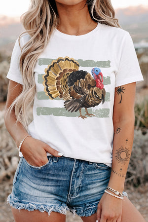 brown t-shirt featuring stretch and graphic print