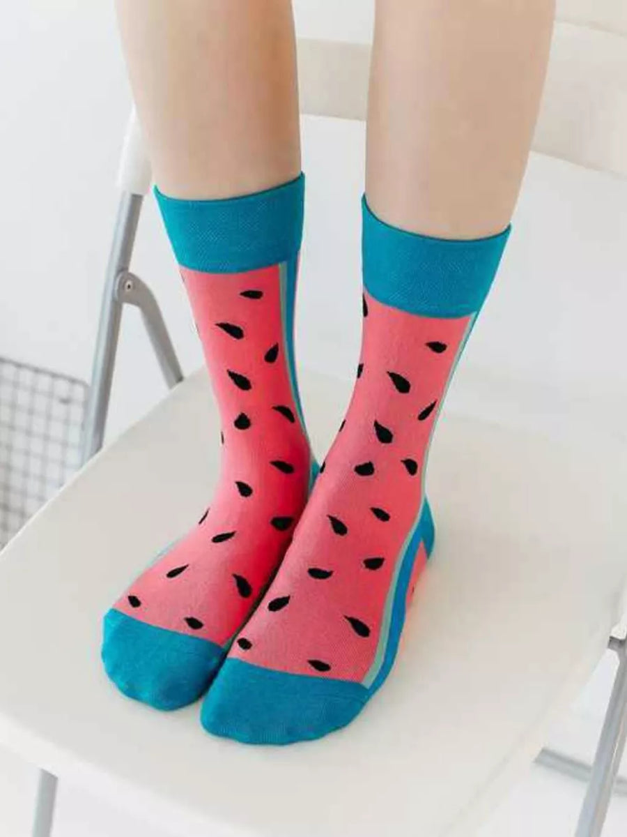 orange socks with ribbed cuff and N/A