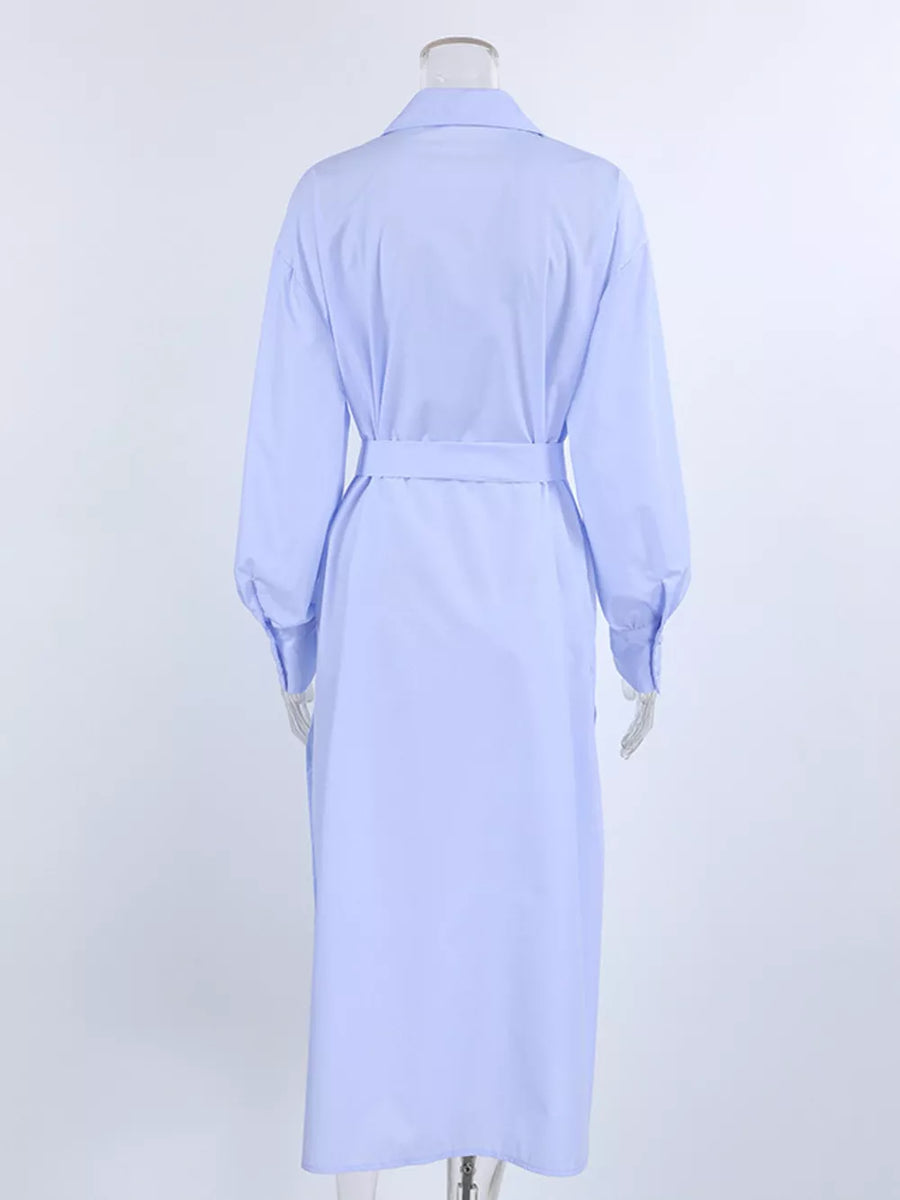 Blue relaxed button-down shirt with collared