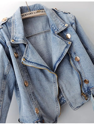 Light regular denim jacket with collared