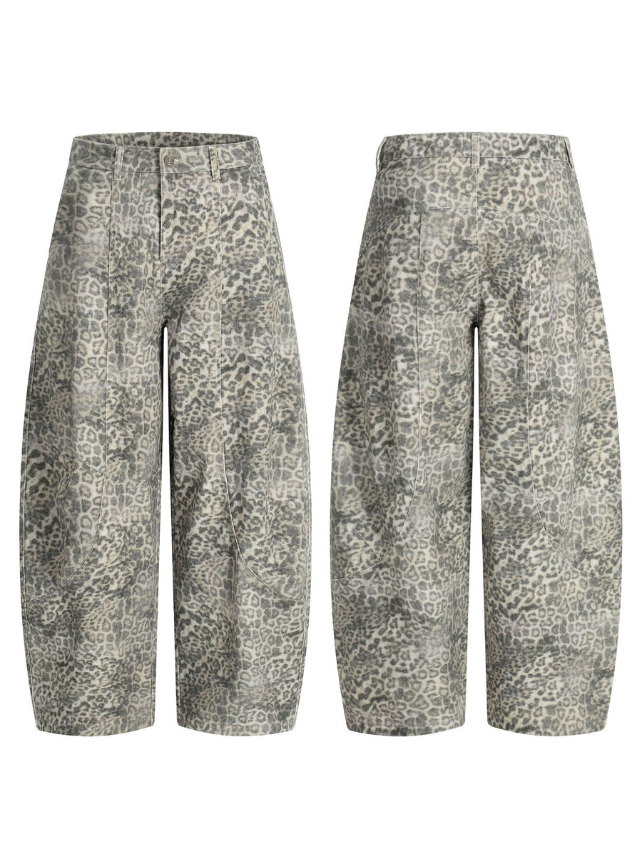 charcoal wide-leg pants with full-length and button and zip-front