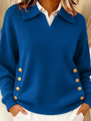 Pink pullover sweater with hip-length and pullover