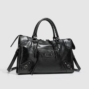 PU Leather Handbag With Top Handle in black with top handle