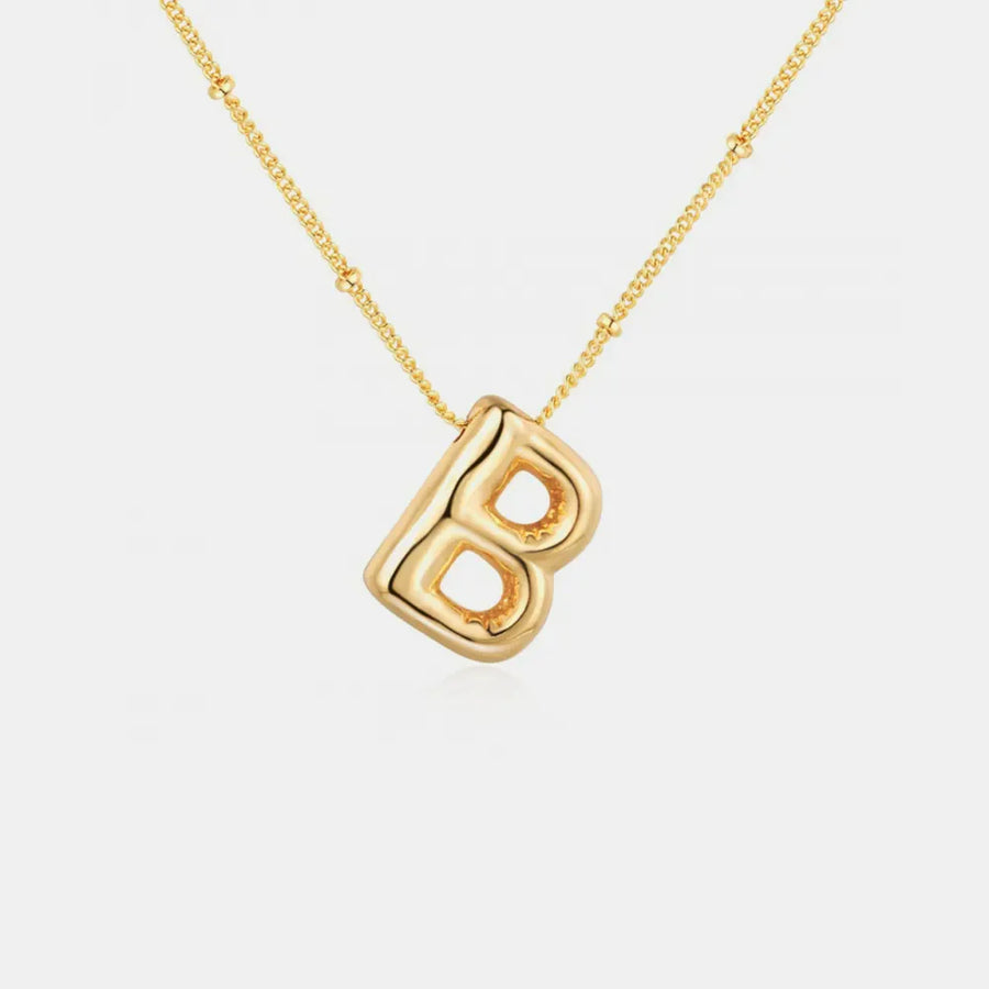 Gold initial B pendant necklace with beaded chain