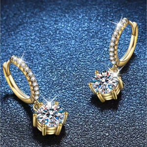 18K Rose Gold-Plated,925 sterling silver,Moissanite Carat weight: 1ct Care instr earrings in Gold with drop silhouette