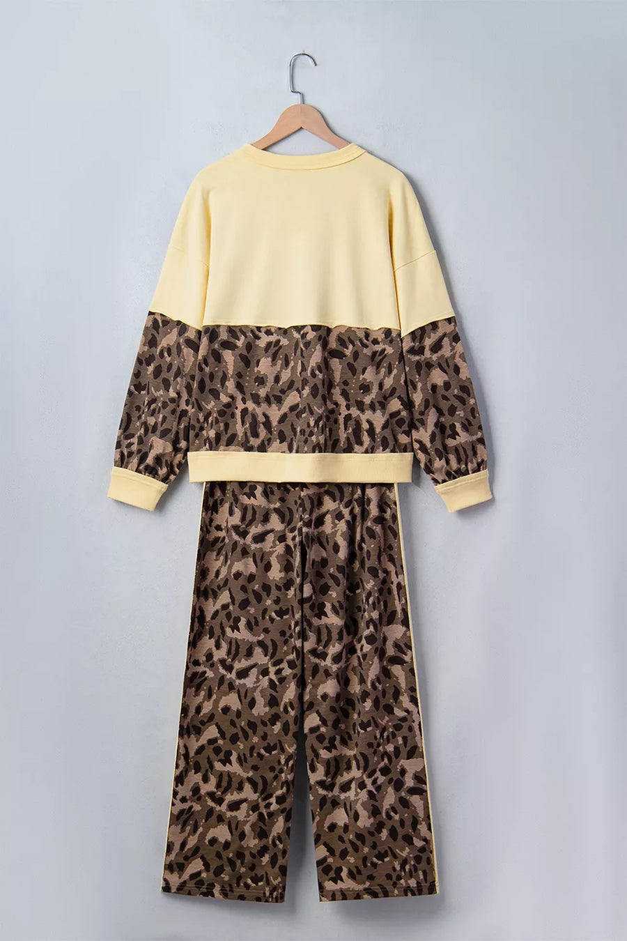 Leopard Print Long Sleeve V-neck Top & Pant Set option 6