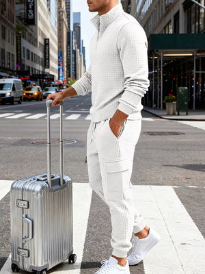 White relaxed lounge set with mock neck