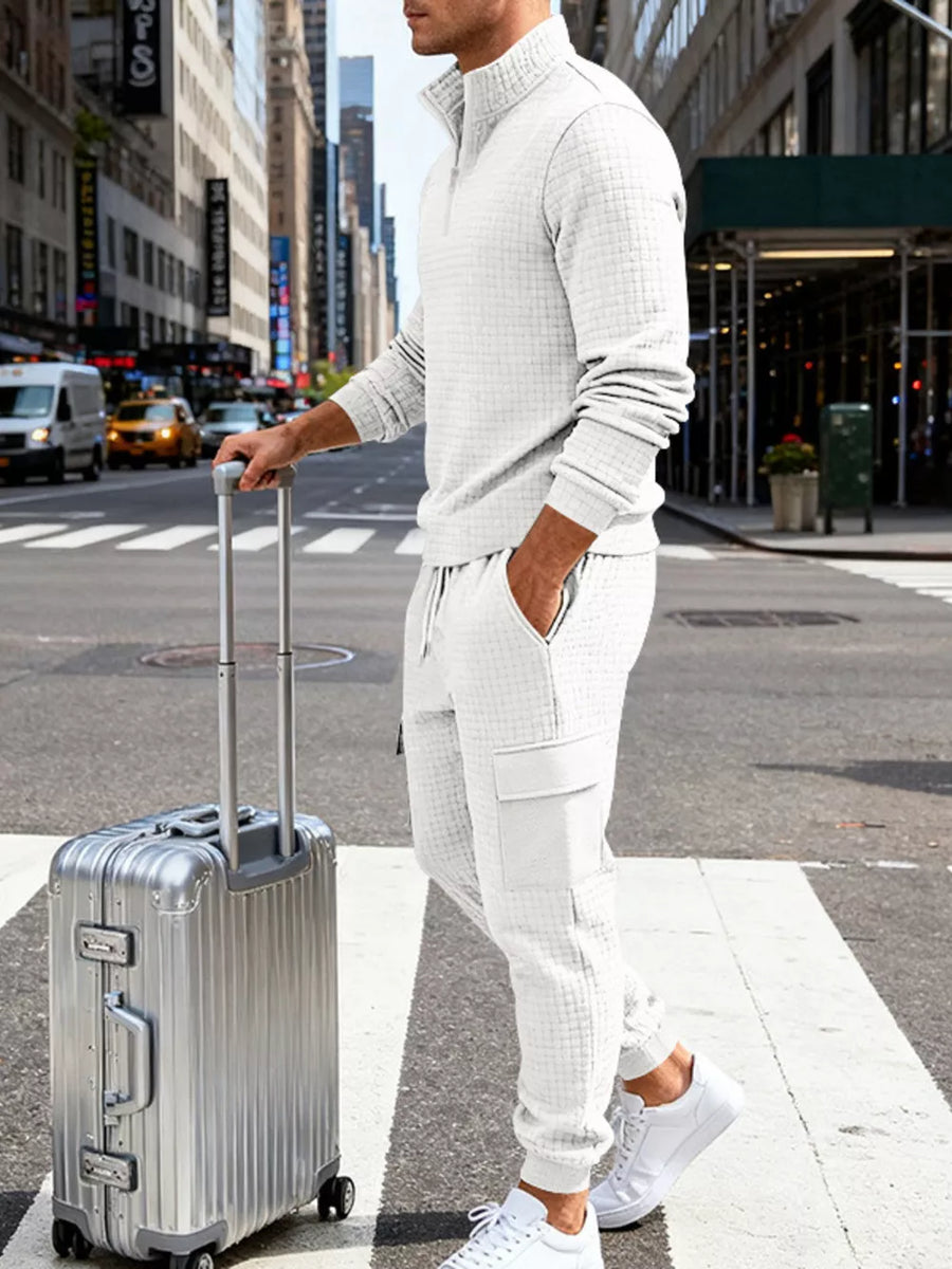 White relaxed lounge set with mock neck